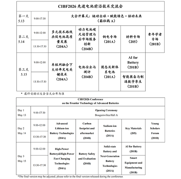 CIBF2026主論壇 | CIBF2026先進(jìn)電池前沿技術(shù)研討會(huì)（第二輪通知）